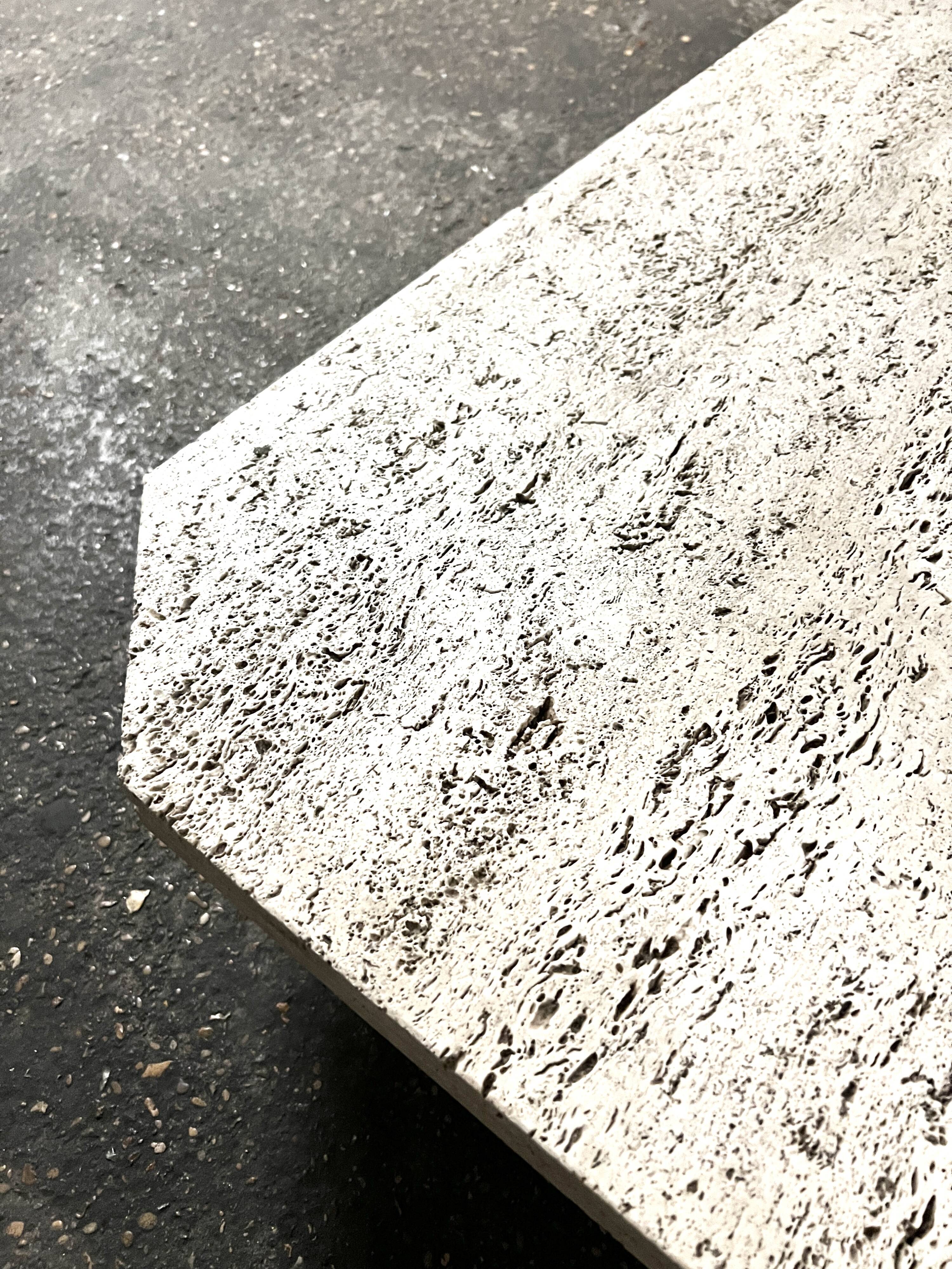 Designer coffee table in raw travertine, mid-20th century, Italy, 1970s