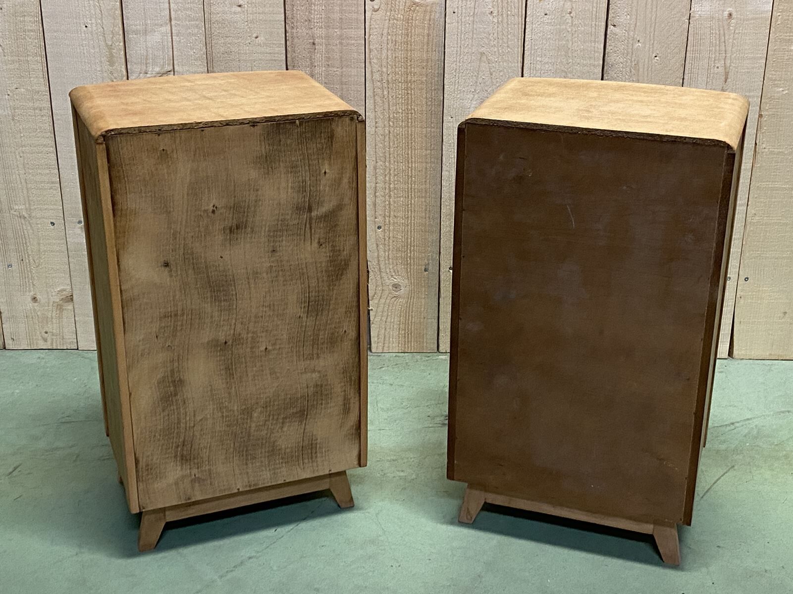 Bedsides pair in blond oak 1960