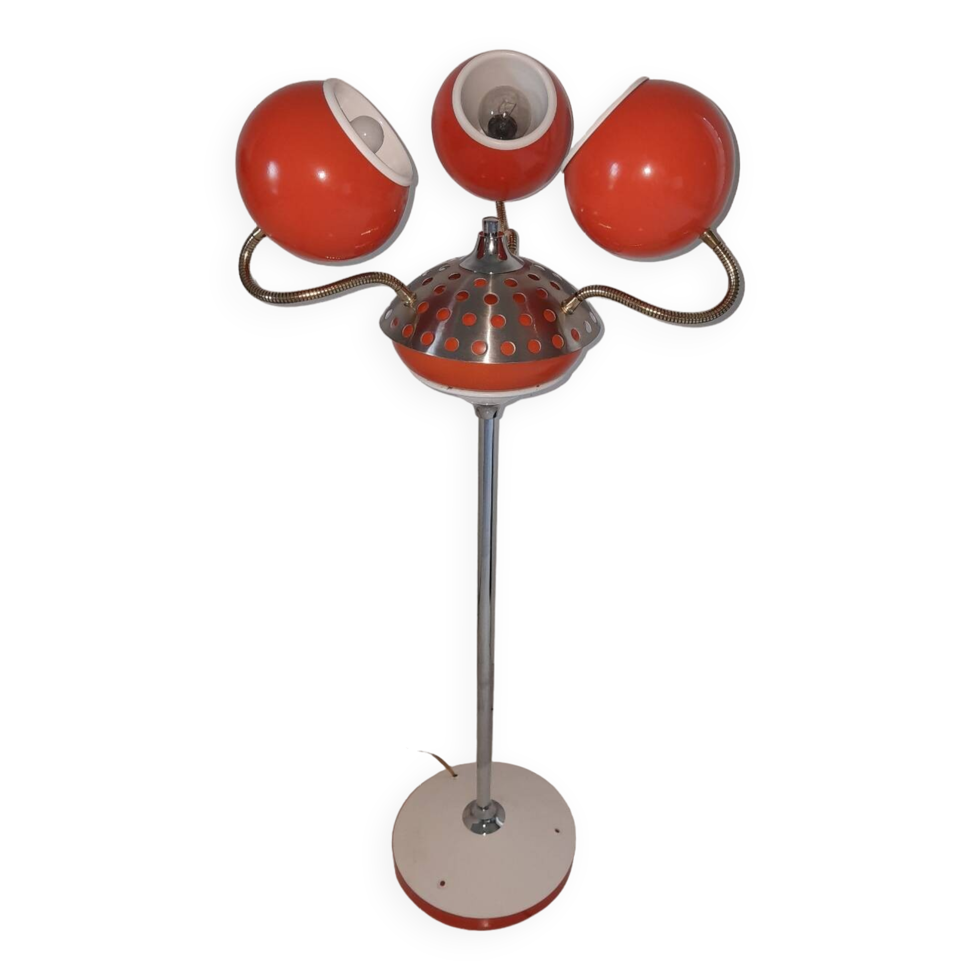 Vintage 1970s orange metal eyes ball floor lamp