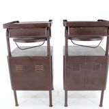 1940s Pair of Industrial Nightstands with Pull Out Table Czechoslovakia