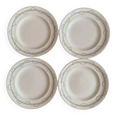 Set of 4 flat plates Longwy model Loridan – Antique earthenware from the late 19th to early 20th century.