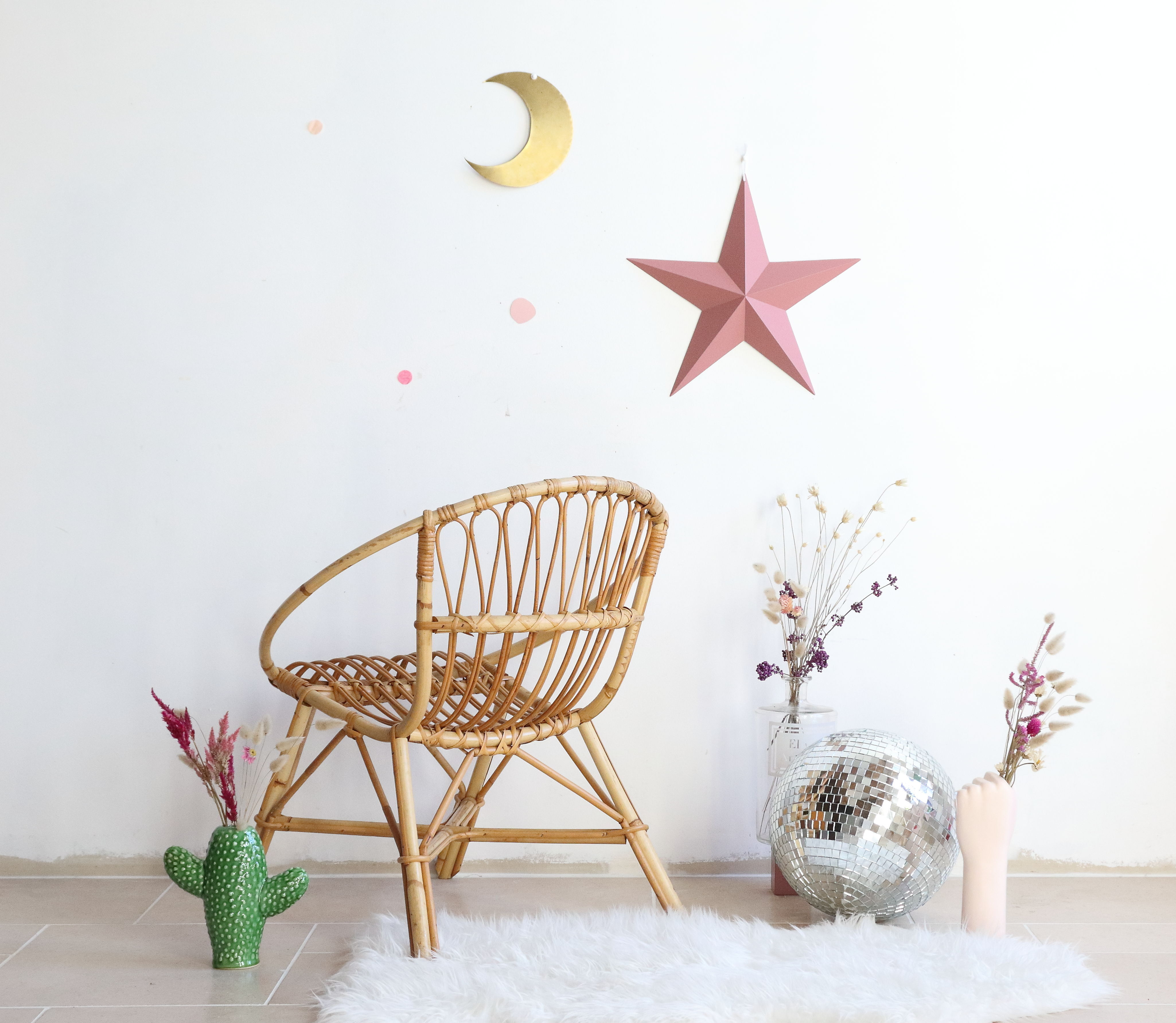 Adult-sized rattan shell chair