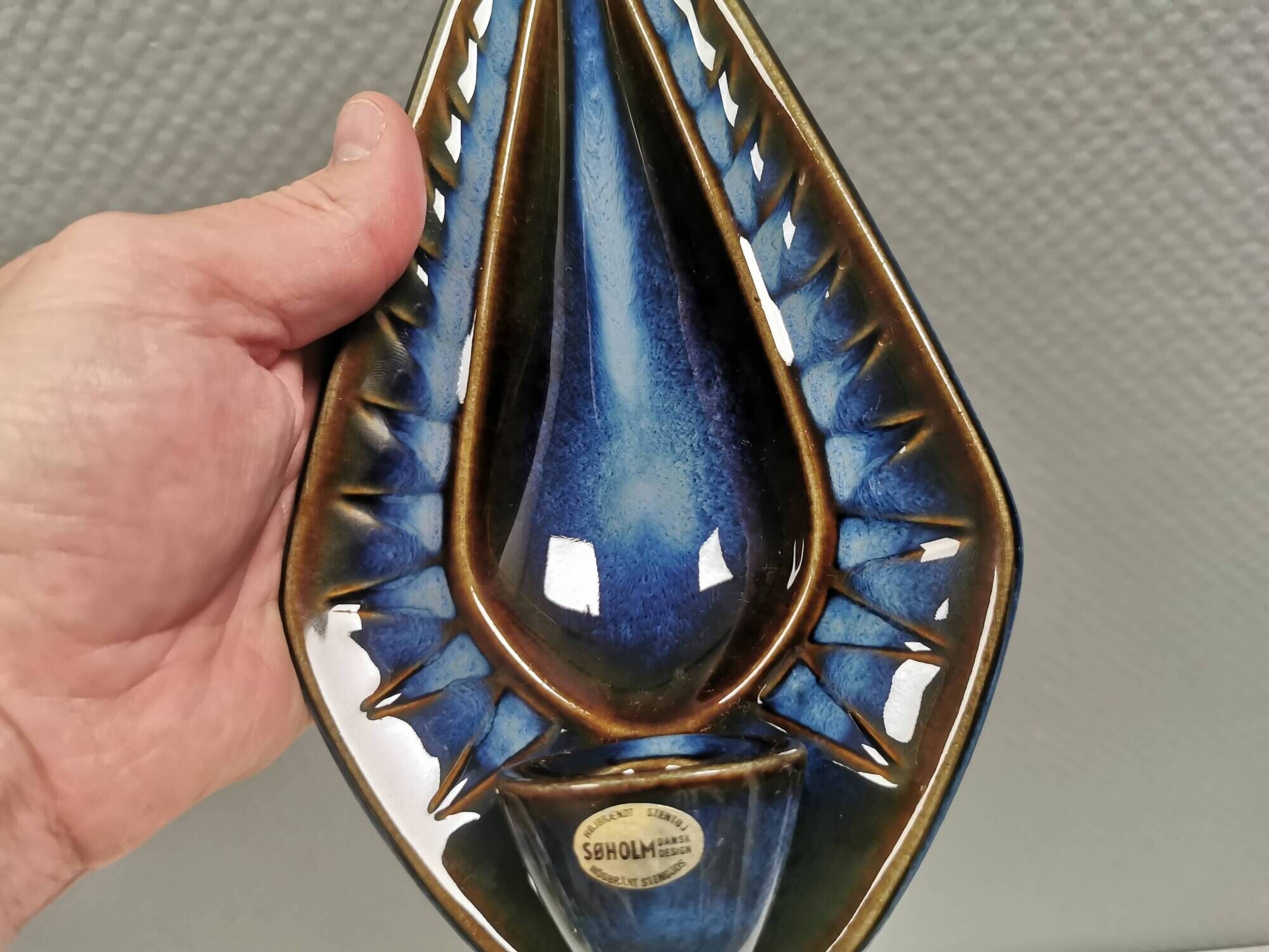 Søholm wall candlestick made of ceramic in blue colors 1960s