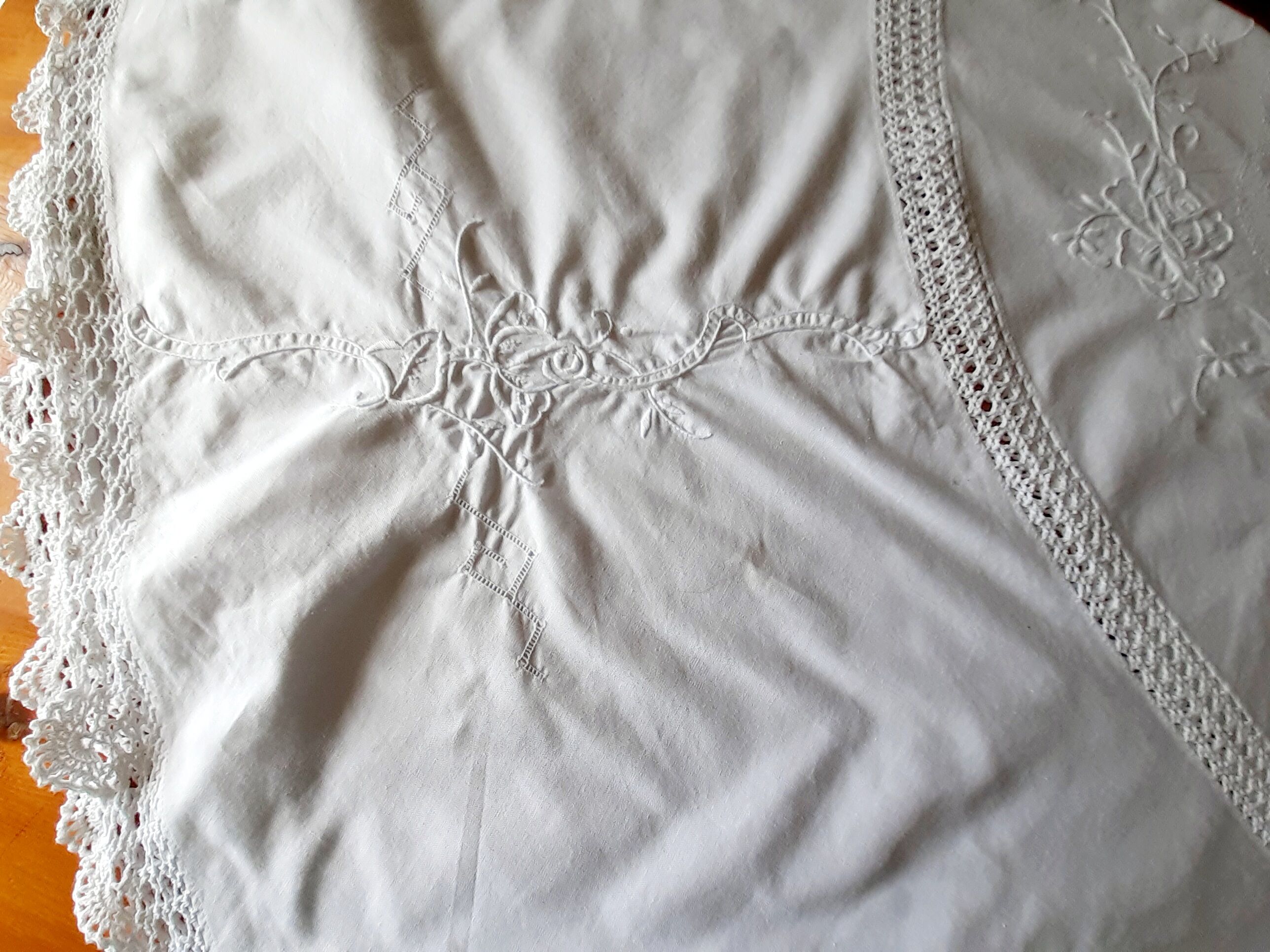 White embroidered tablecloth