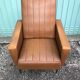 Former skai brown chair - black metal compass feet vintage 70s