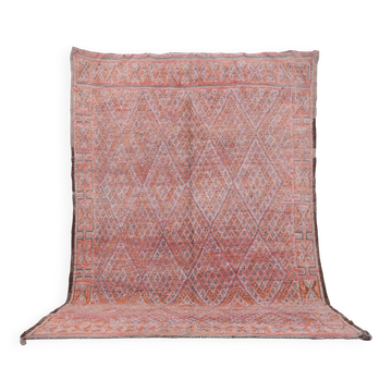 Pink Vintage Moroccan Rug 205 x 303 cm, Berber Wool Rug, Berber Boho Rug