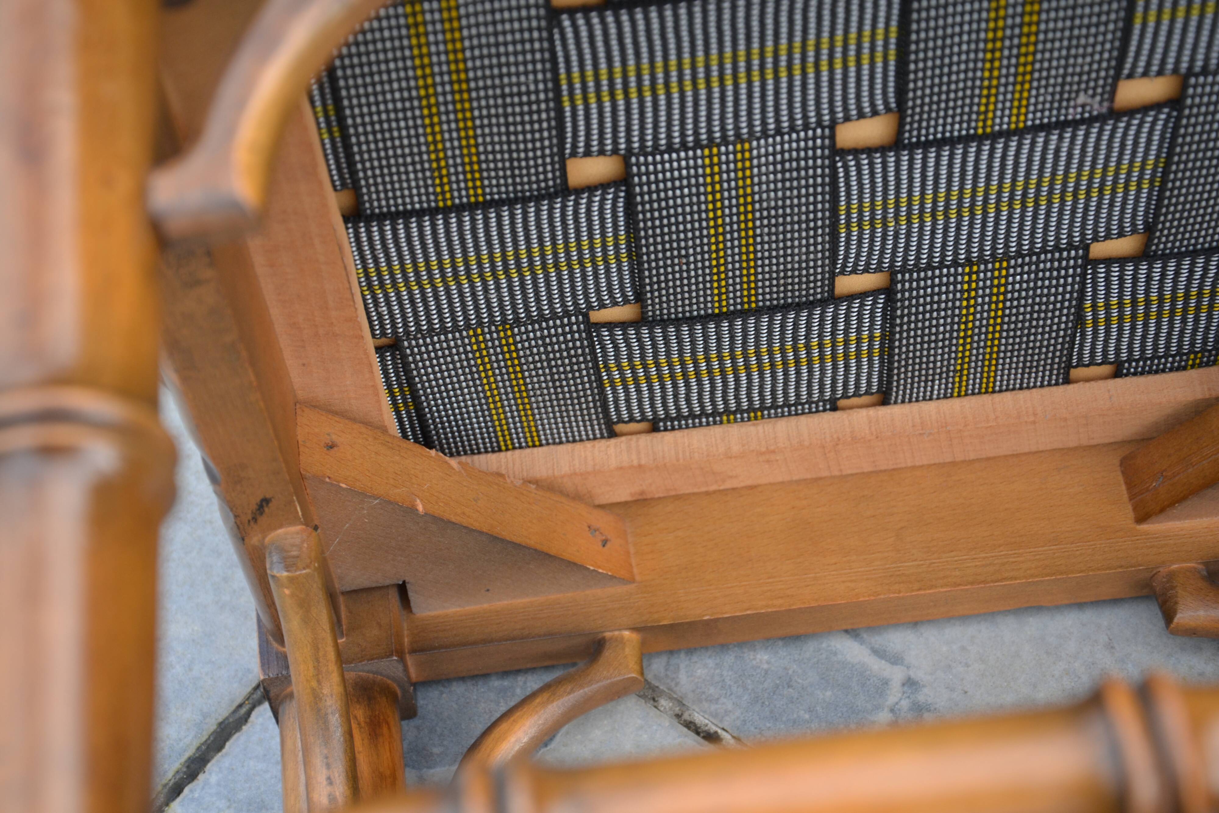 Piano stool/bamboo effect wooden footrest
