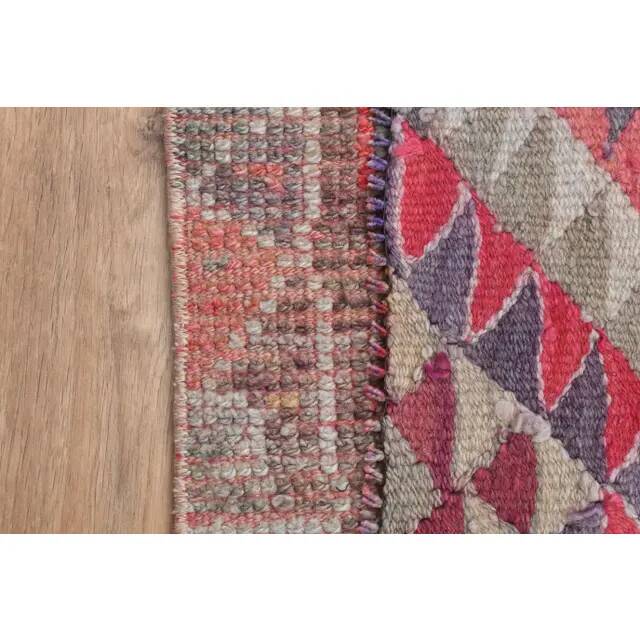 Pink Rainbow Turkish Vintage Handmade Woven Runner Rug 82x285