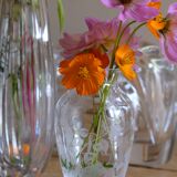 Arque crystal vase engraved flowers France