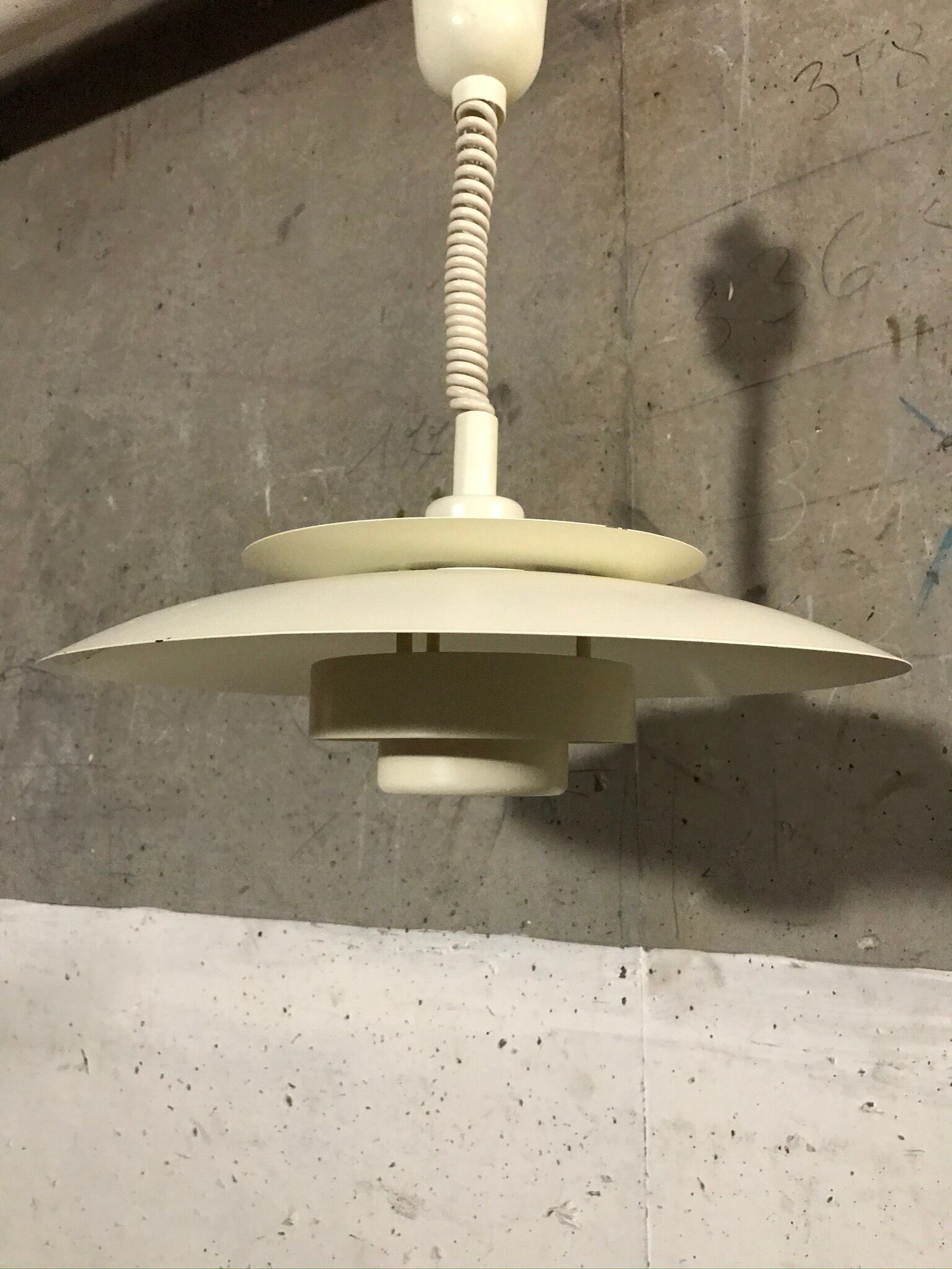 White metal hanging lamp 1970