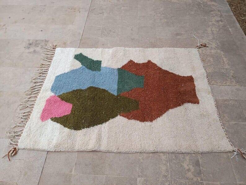 Tapis berbère en laine pure fait main traditionnelle taille 150 x 250 cm