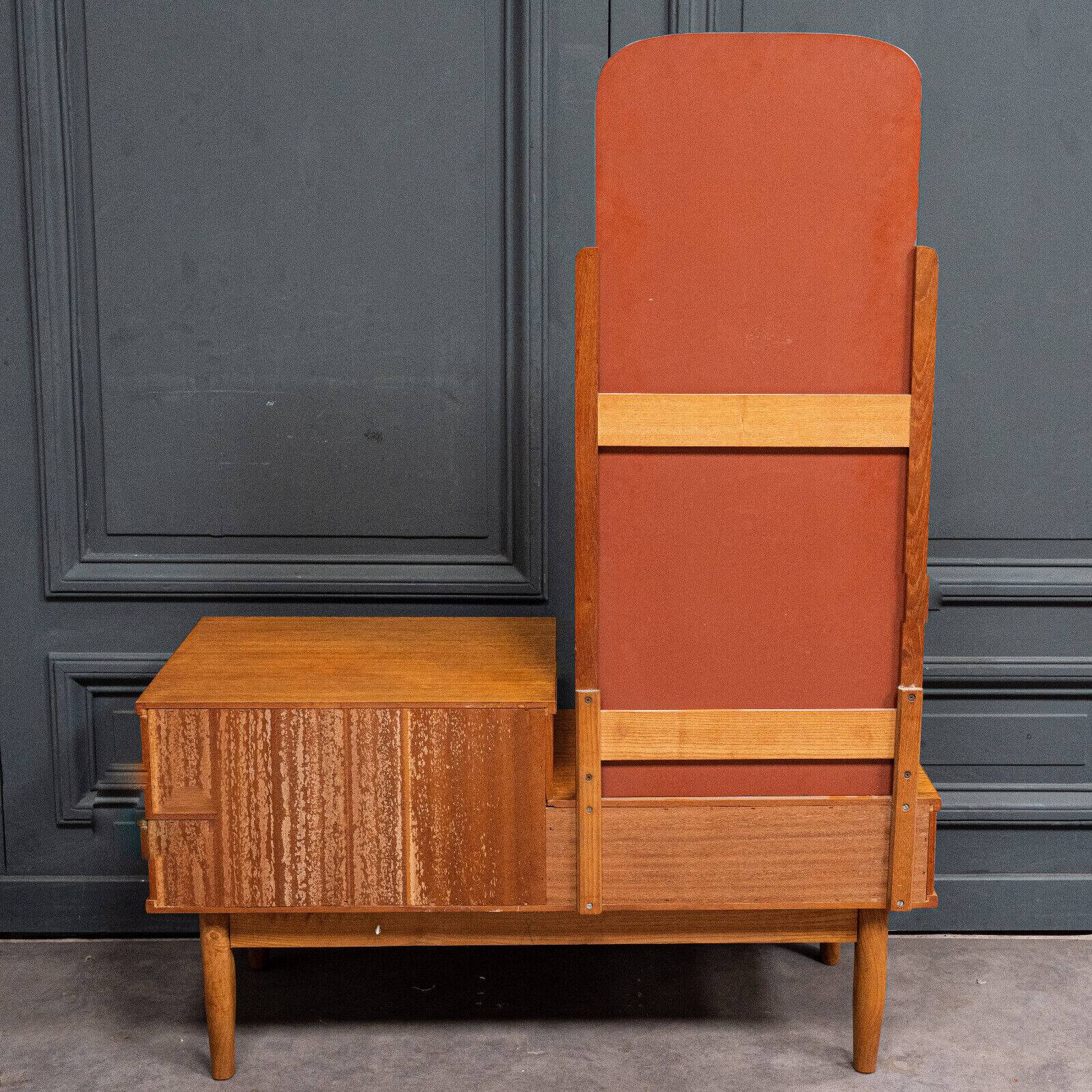 Scandinavian teak dressing table 1960 a mirror a drawer a lid