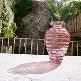 Pink molded glass vase