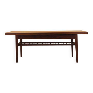 Danish teak coffee table with shelf, 1960s