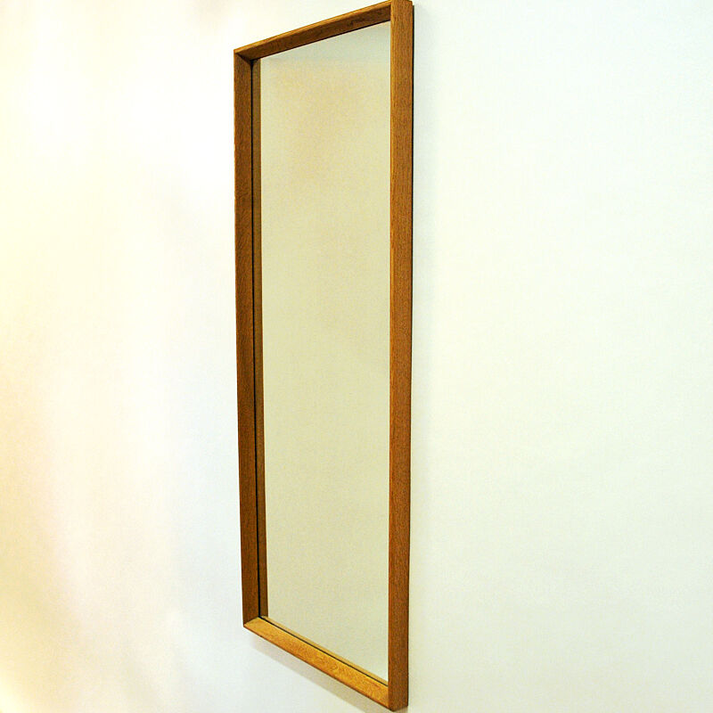 Vintage oak wall mirror by Nyge Verken Nyköping - Sweden 1960s