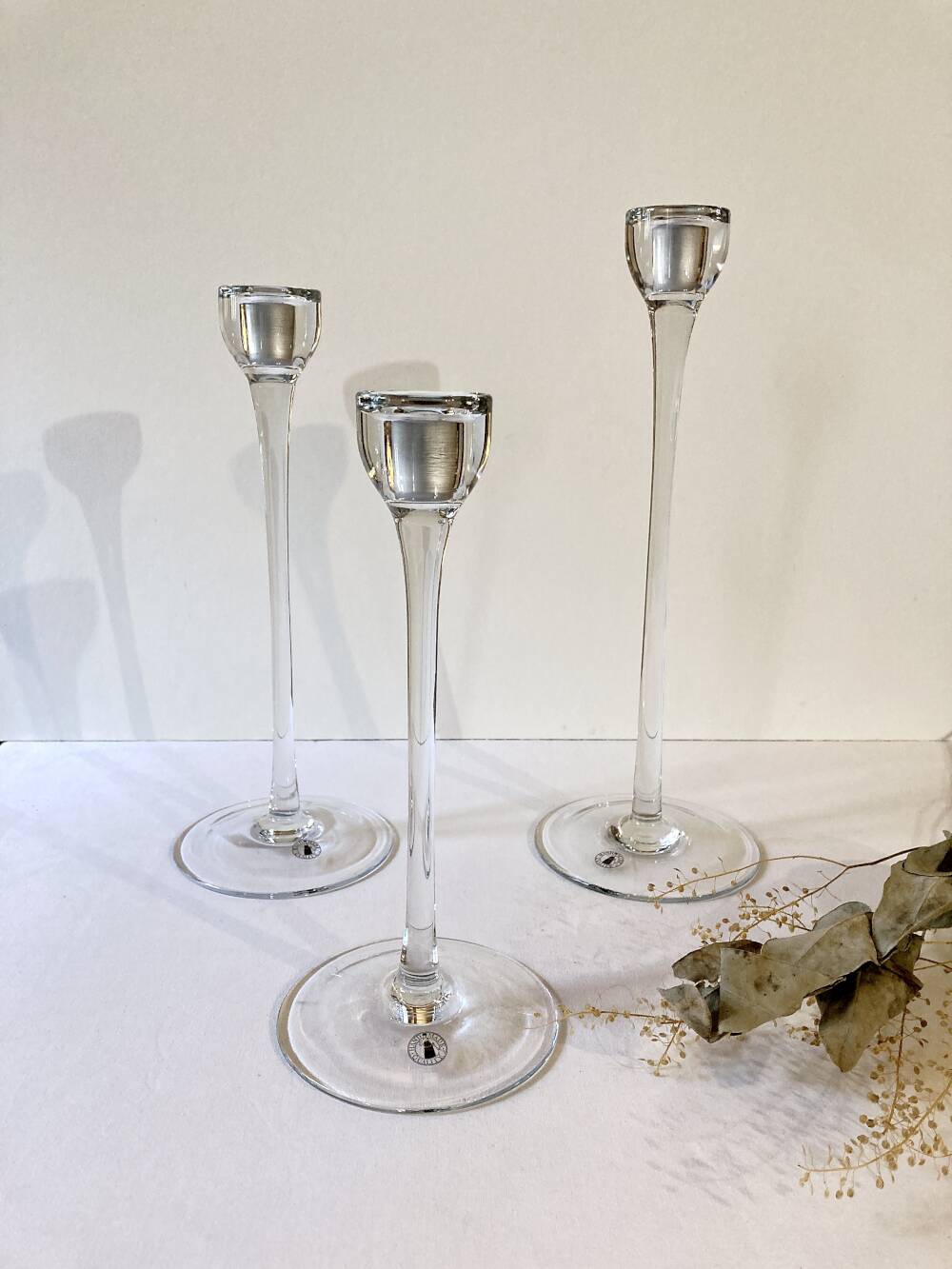 Set of three glass candle holders, Ikea, Blomster, 1999