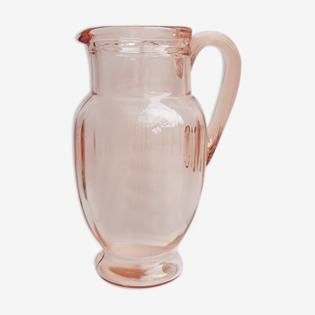 Pink glass pitcher