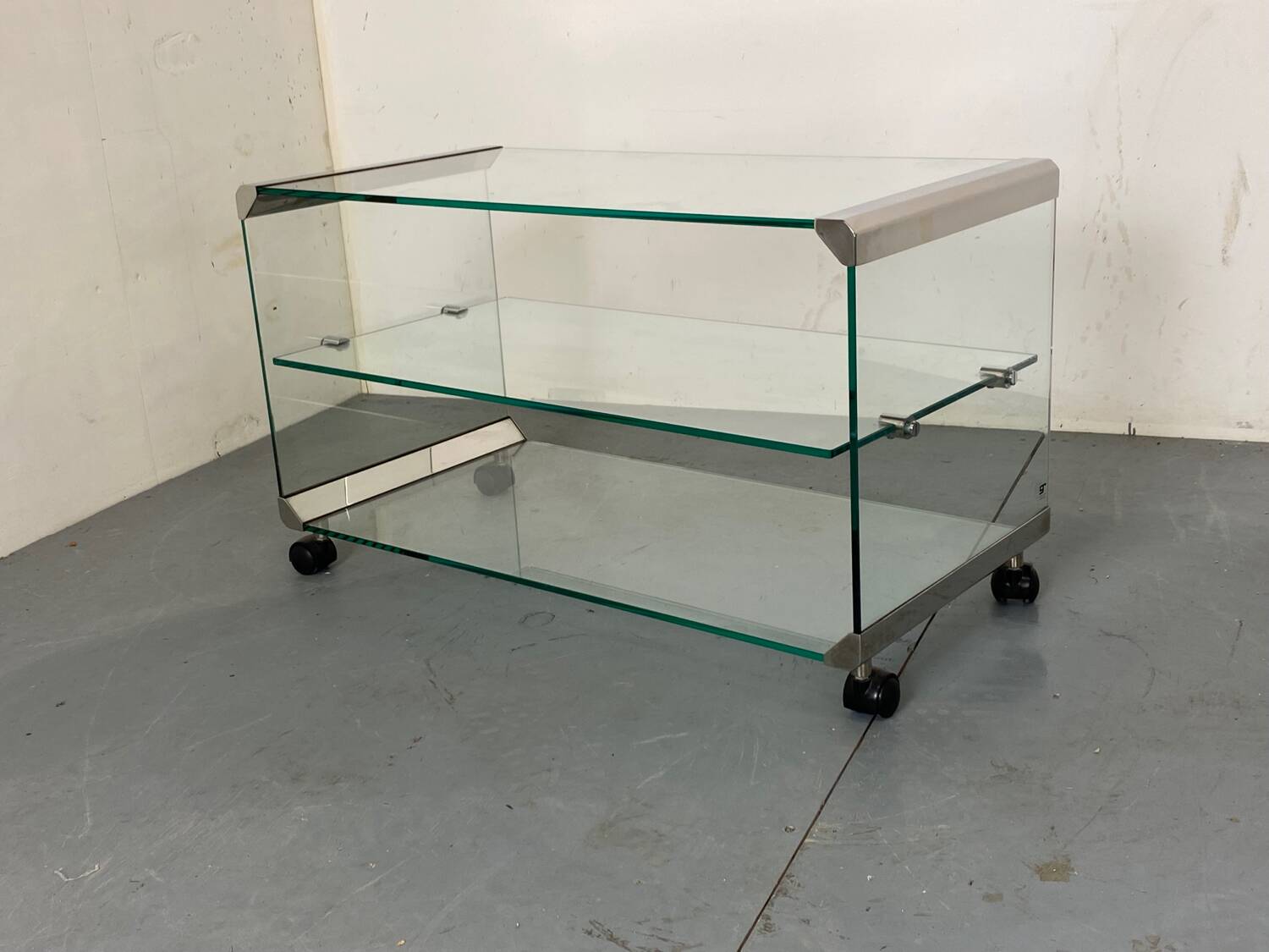 Table d'appoint vintage en verre Space Age par Gallotti & Radice, Italie 1970