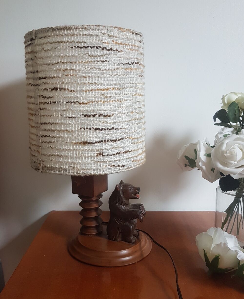 Lampe ours en bois