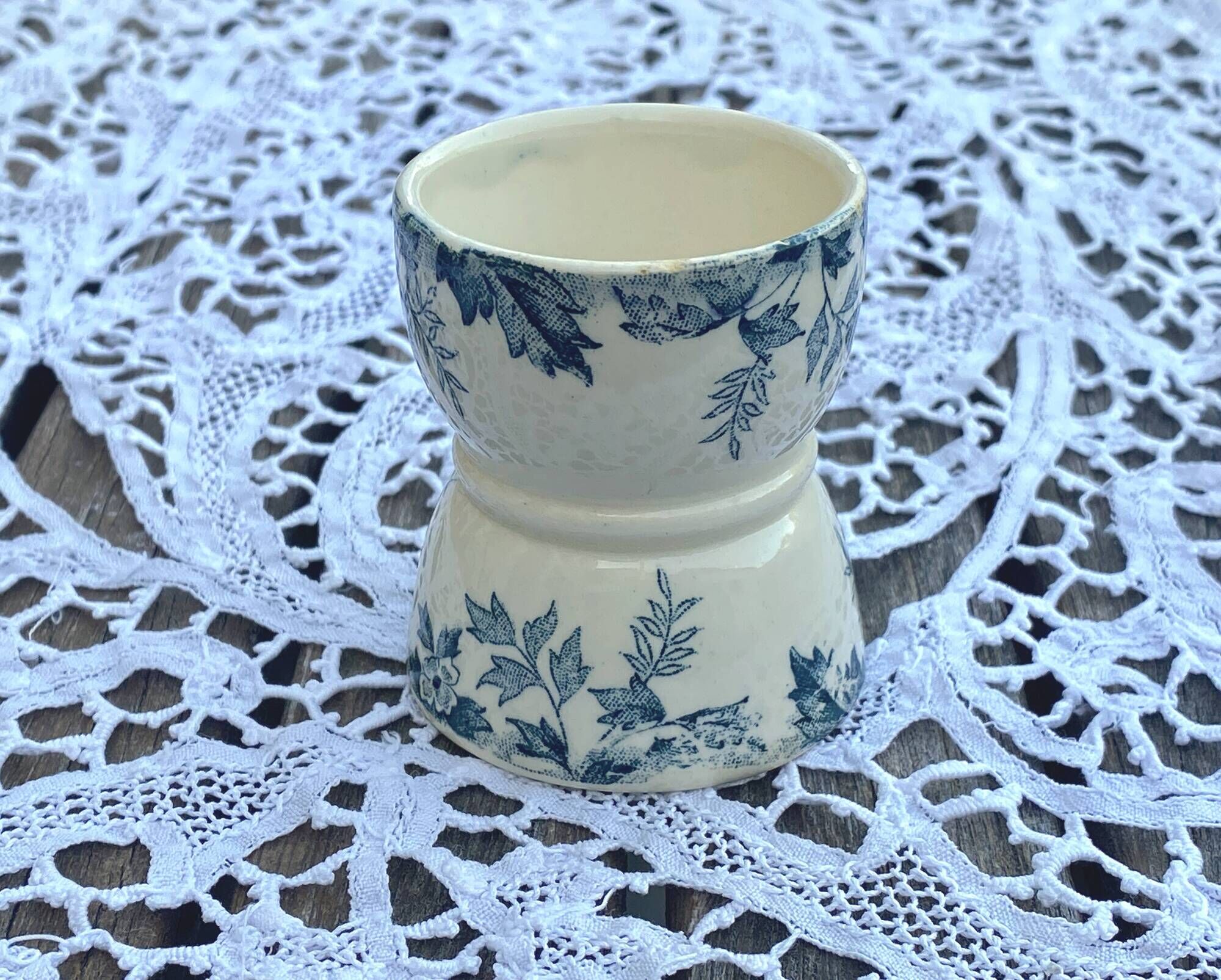 Antique Diabolo egg cup in Saint Amand earthenware - Marie Louise