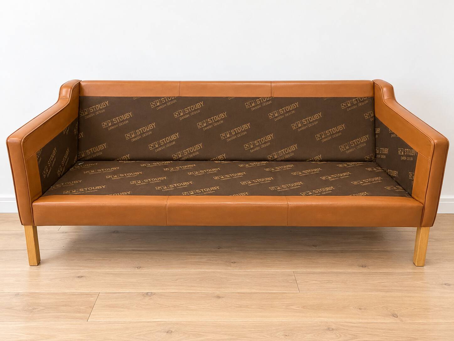 Vintage Danish mid-century 3-person Stouby sofa in cognac leather, 1960s