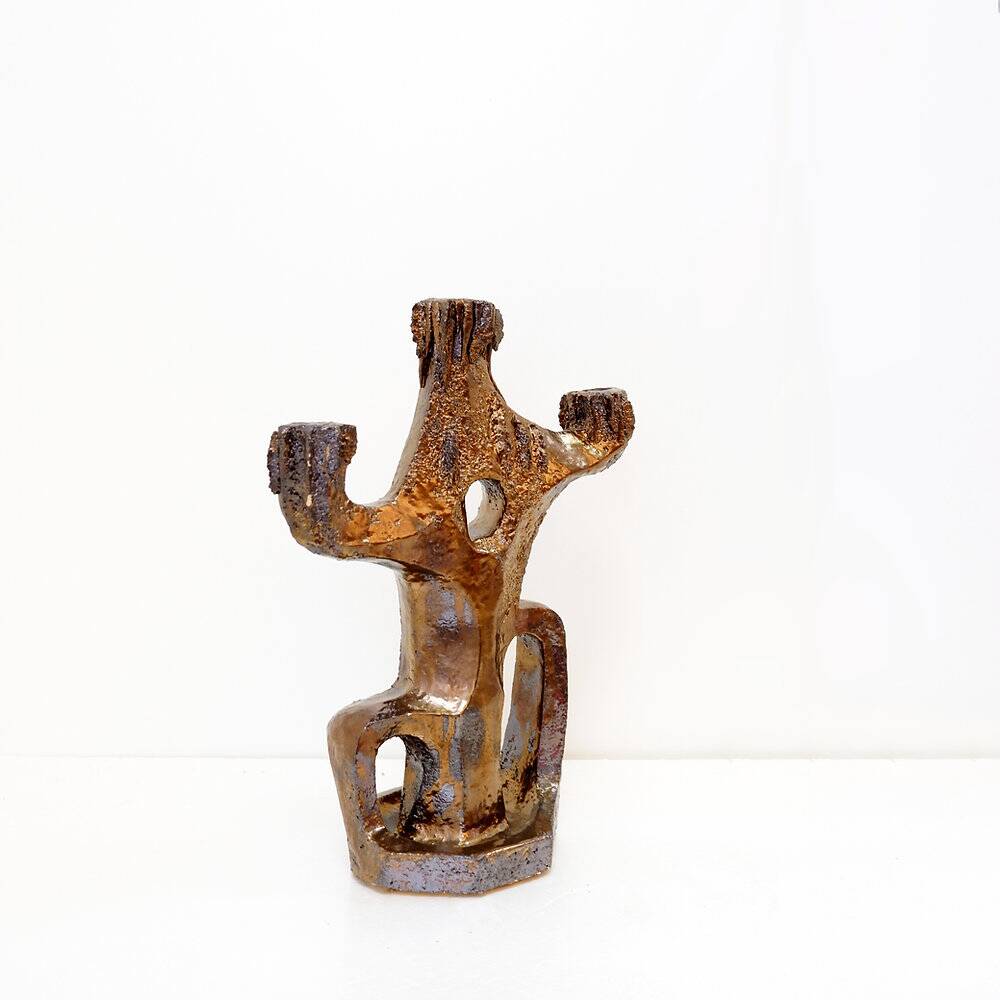 Sculptural ceramic candlestick by Walter Van Den Panhuyzen - 1970s