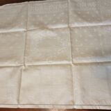 Ancienne nappe lin damassée beige 160 × 180 cm + 12 serviettes