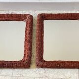 Pair of vintage rattan wicker mirrors