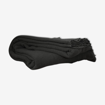 Black raw linen tablecloth