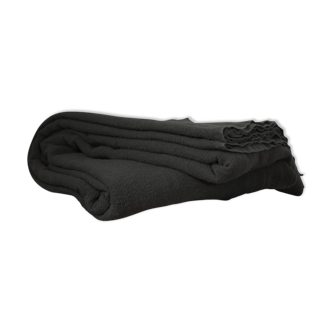 Black raw linen tablecloth