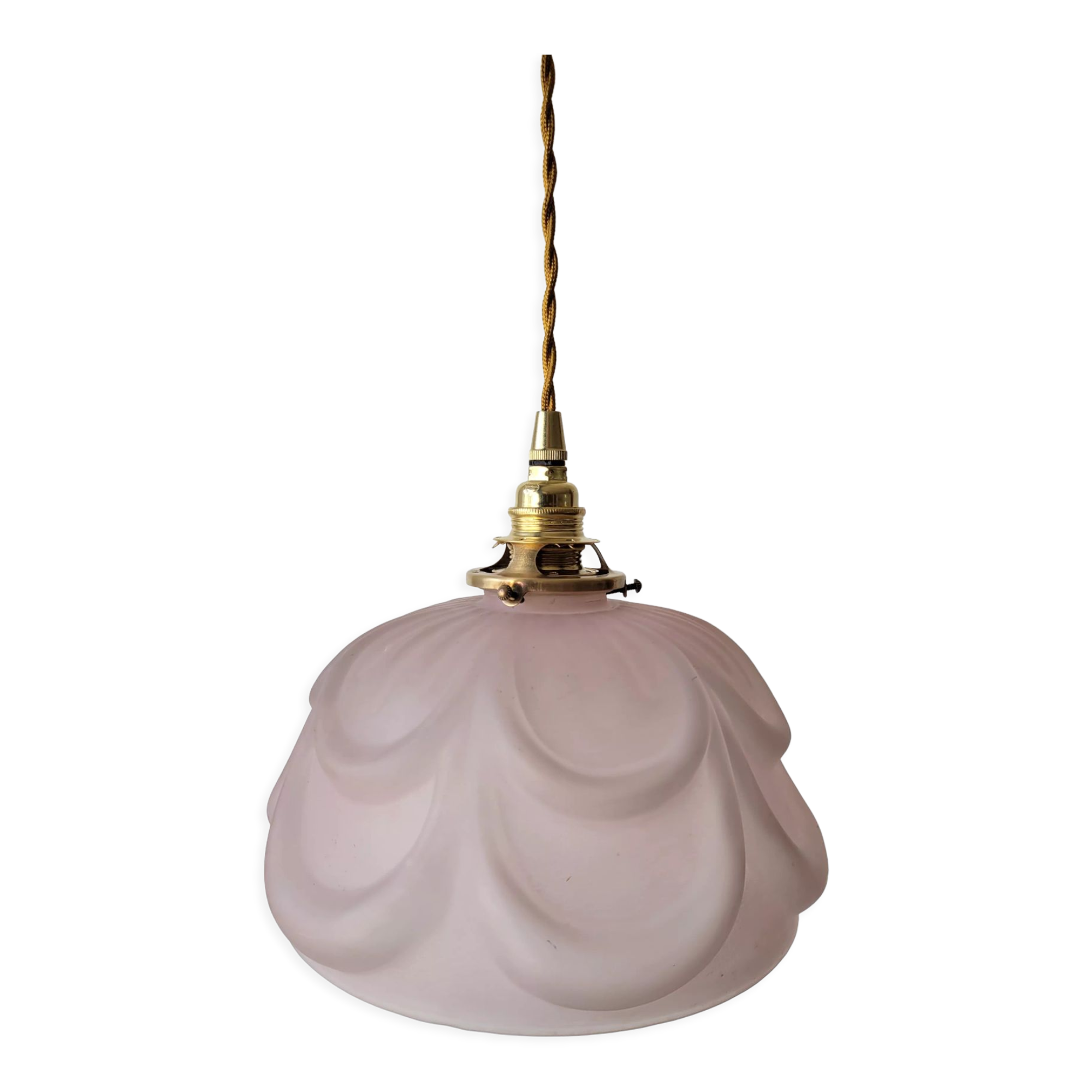 Suspension en verre moulé rose