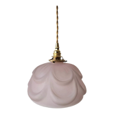 Pink molded glass pendant lamp