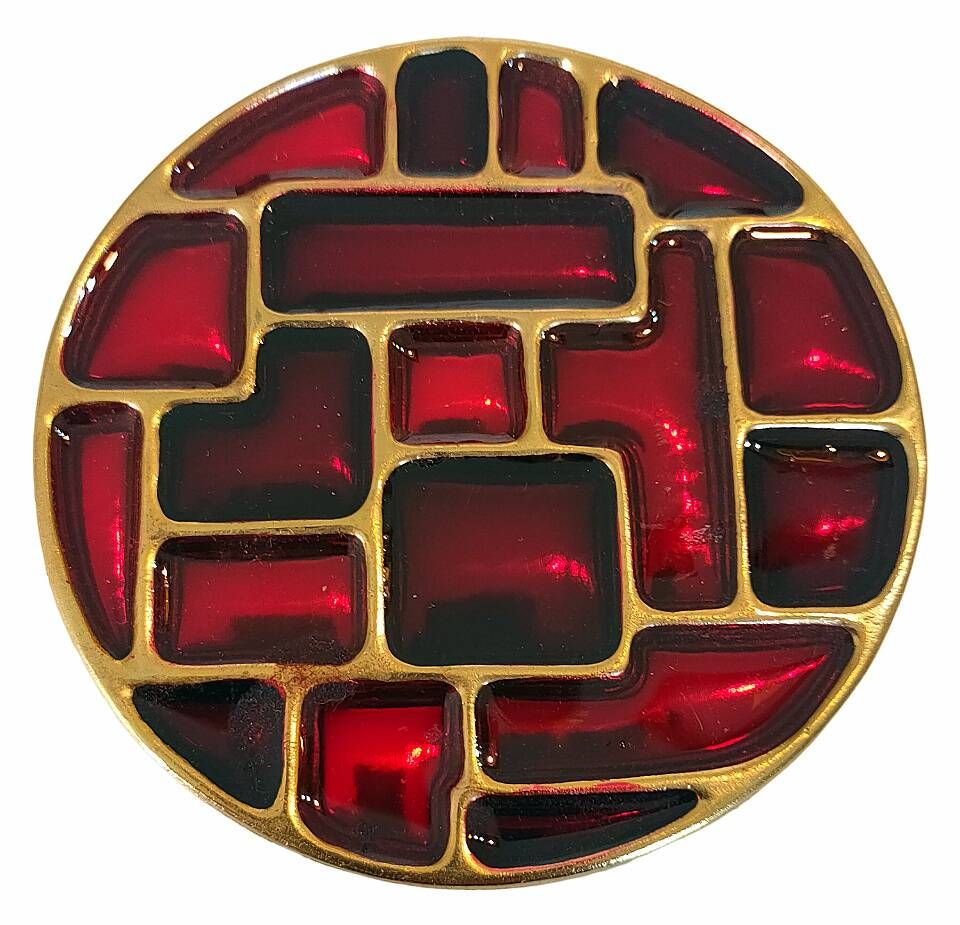 6 vintage cloisonné coasters in the style of mithé espelt, m. de crécy, ...