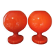 Pair of red opaline glass table lamps for Jihlava, Czechoslovakia, 1960s