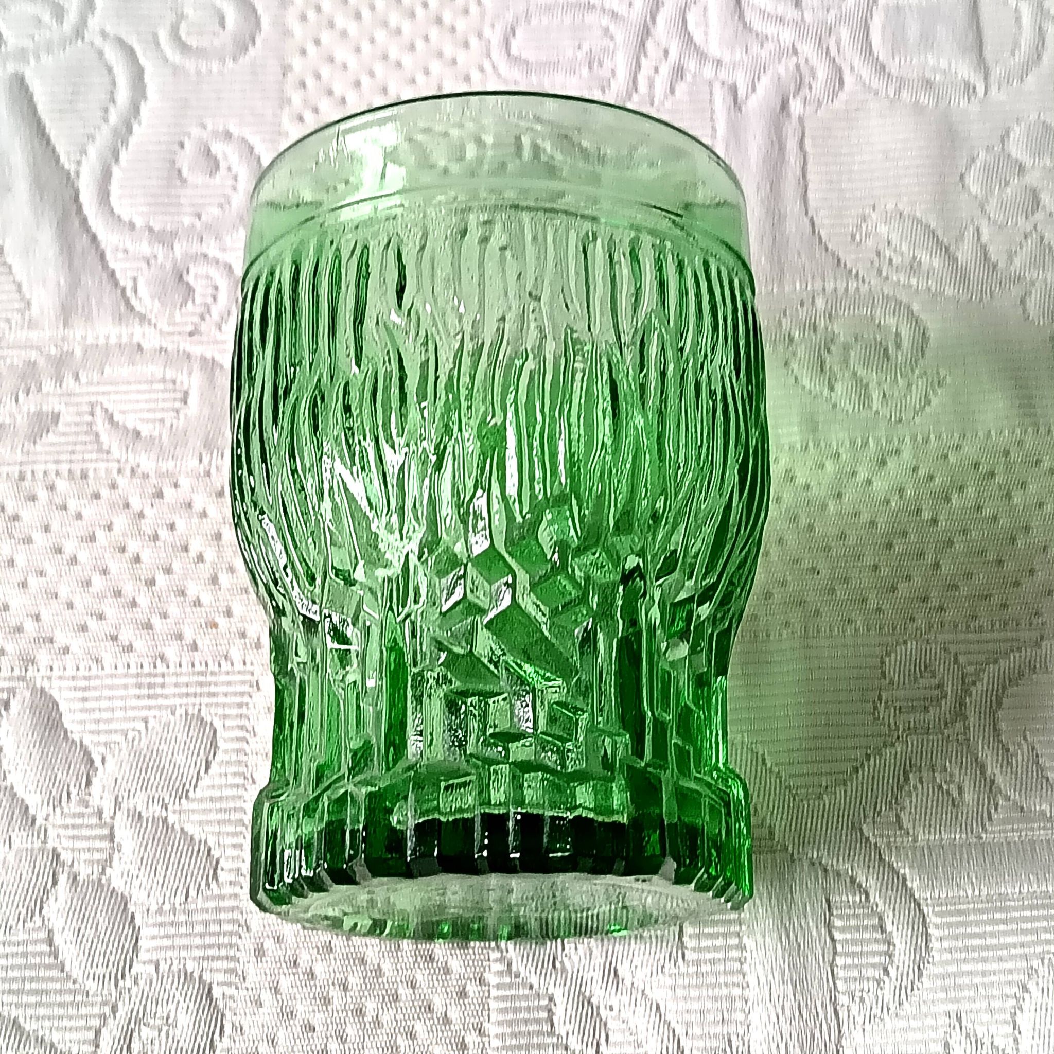 Vintage Bormioli green lemonade service from the 1970s, jug and glasses from Italy.