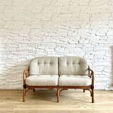 Vintage 2-seater rattan bench, KOK