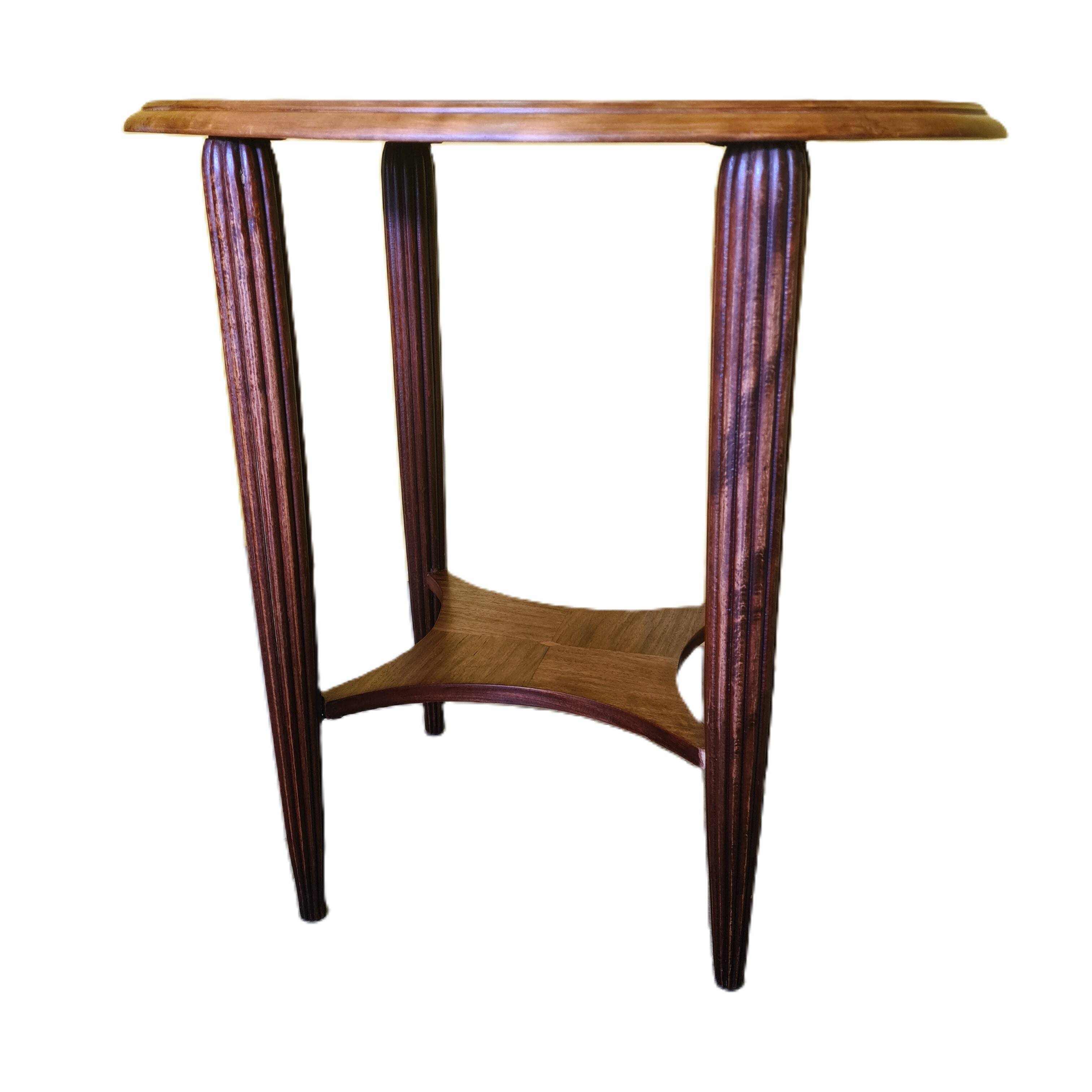 French Mahogany Oval Art Deco Side Table, 1930s