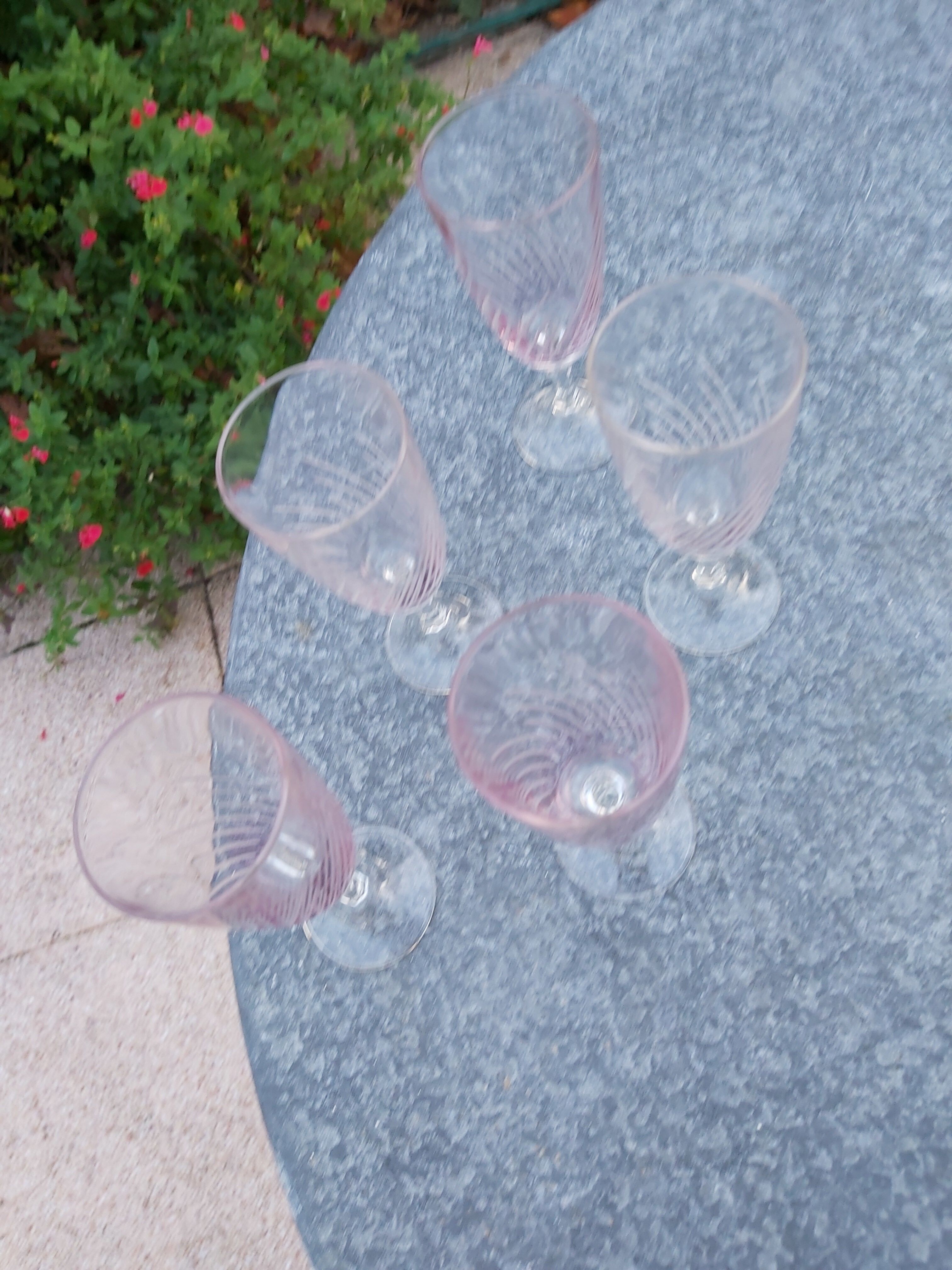 5 champagne flutes engraved 50s