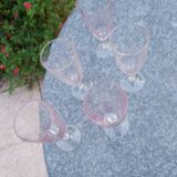 5 champagne flutes engraved 50s