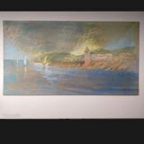 Gouache signed Gravey "Les Collines" Collioure