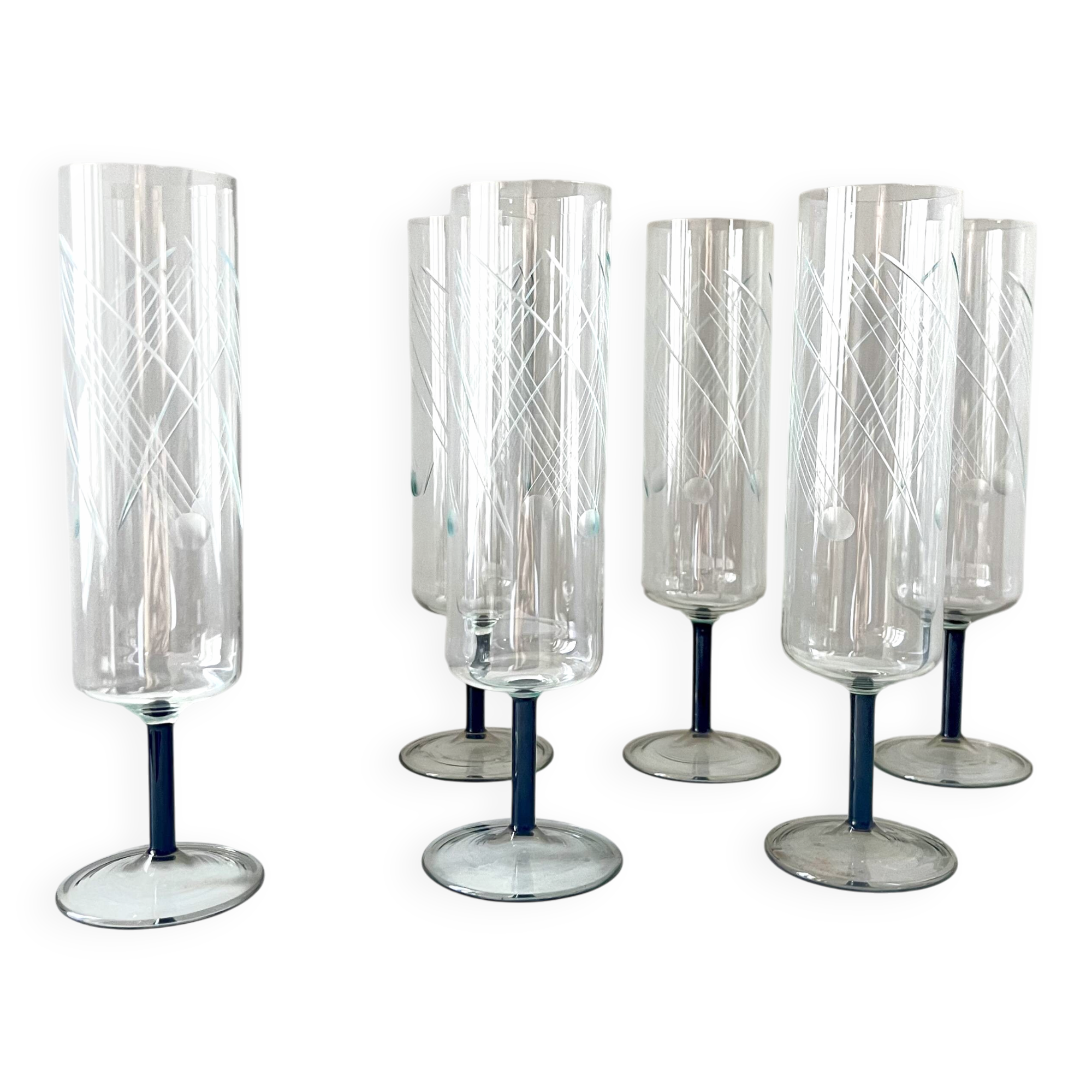 Set of 6 Art Deco Glasses – Vintage Champagne Cocktail Glasses