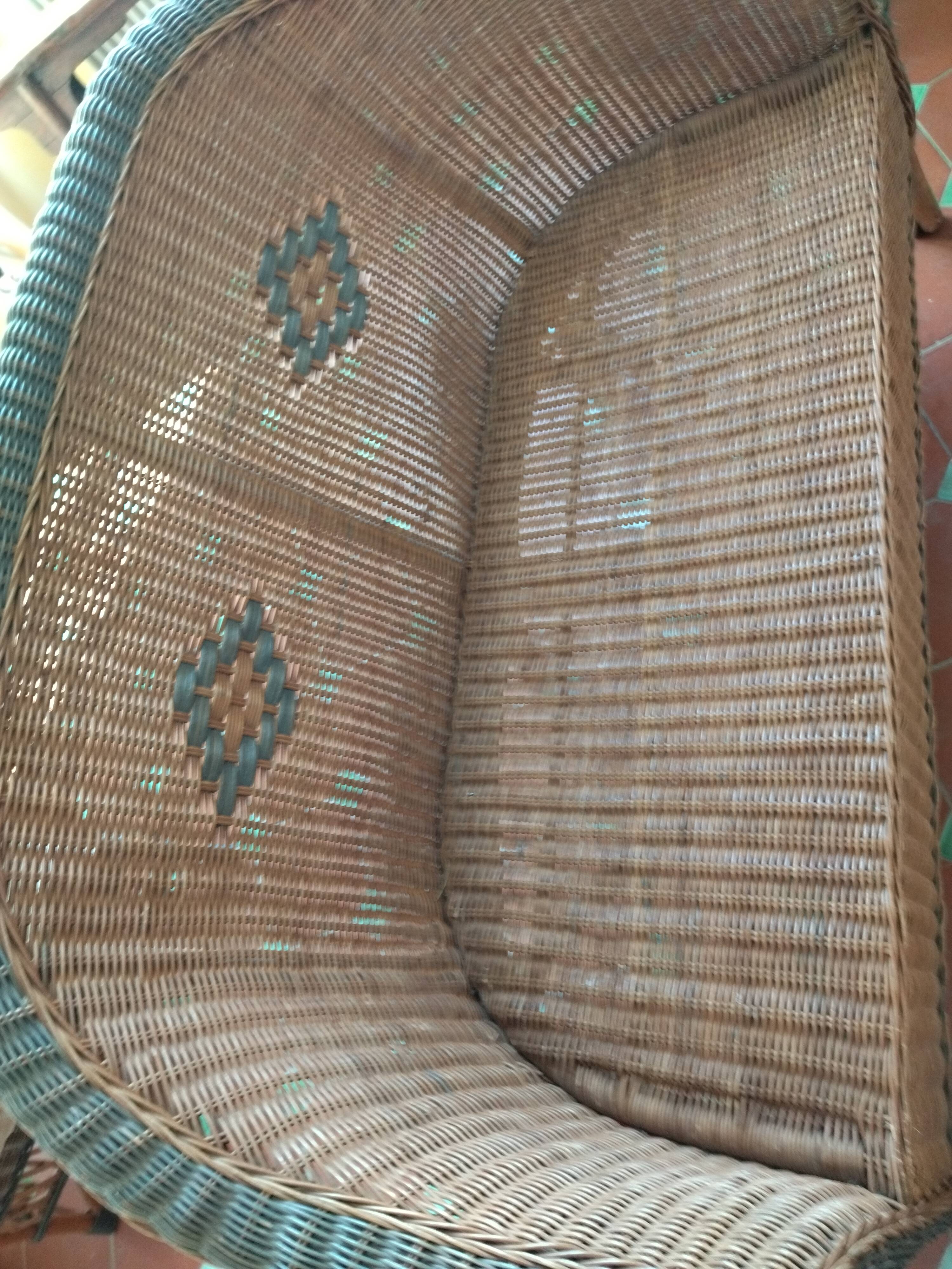 Sofa bench. Vintage rattan