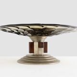 Art Deco Glass, wood and Metal Fruit Bowl, France, 1940s