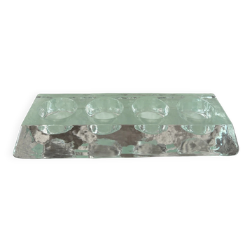 Vintage Heavy Glass 4-Light Tealight Holder – Ice Glass Candle Centrepiece