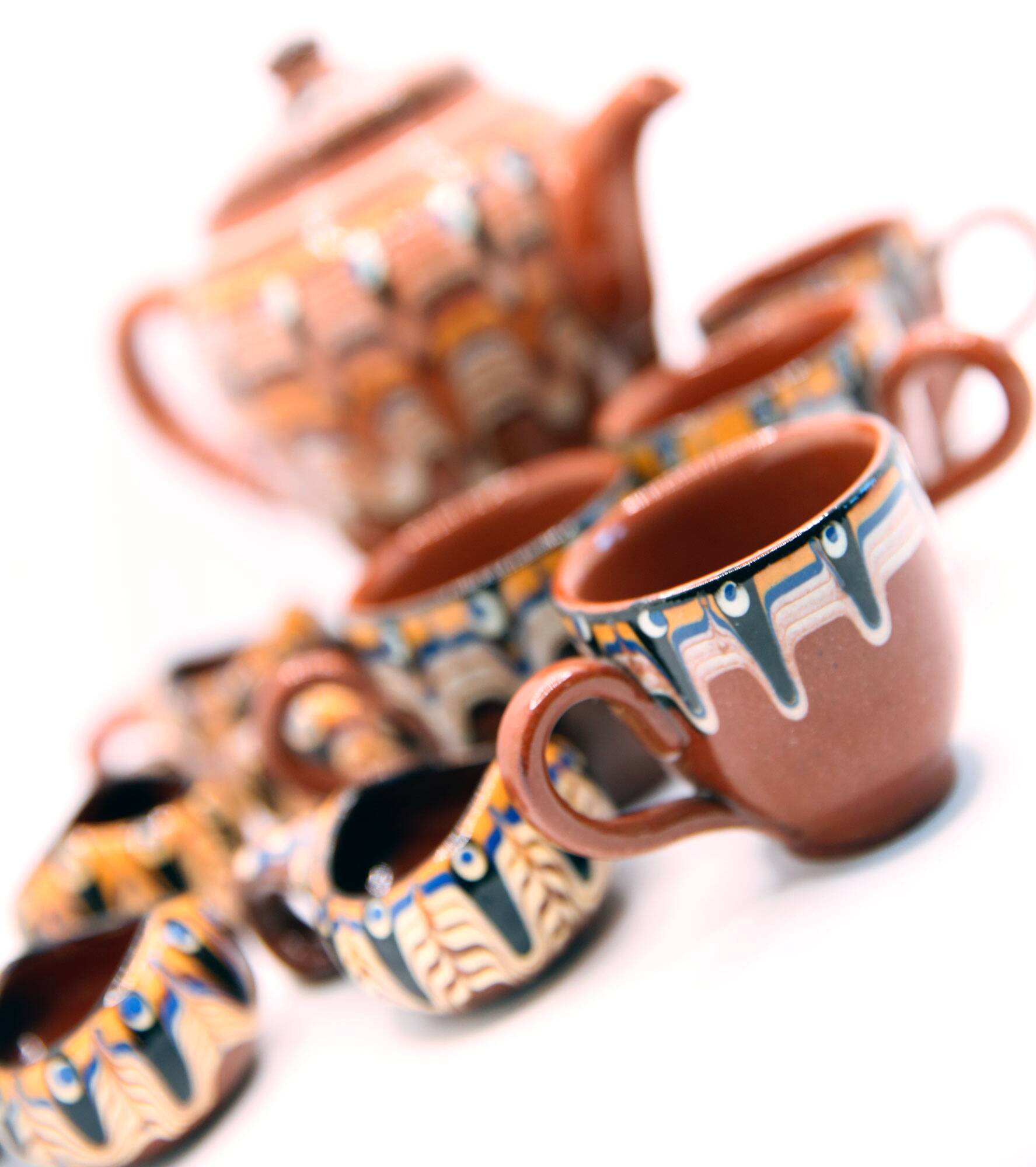 Tea or coffee set and handmade ceramic liquor from Bulgaria