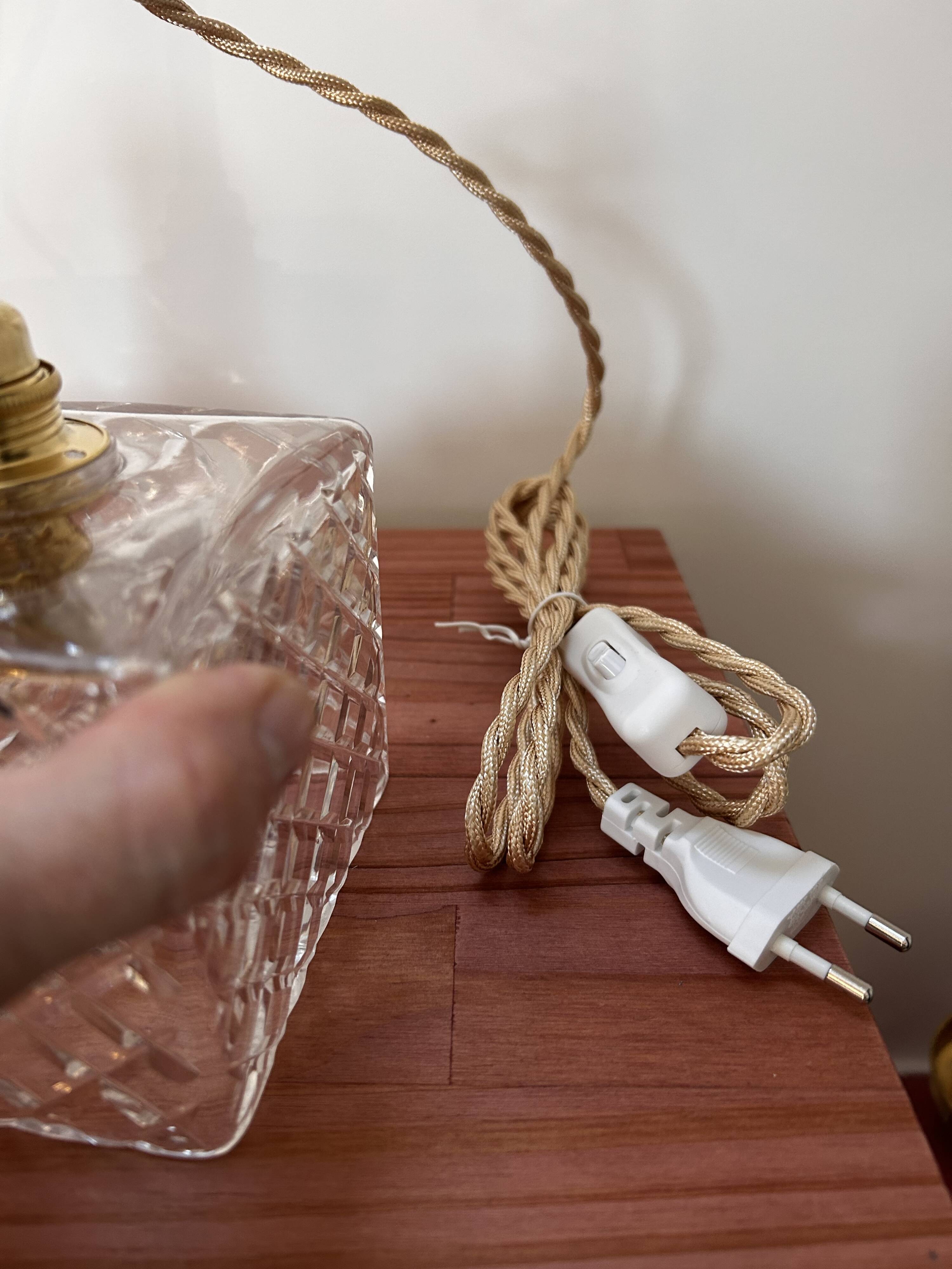 Pair of chiseled glass portable lamps
