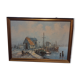 Oil painting fishing edge signed p stirrat