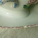 Earthenware gravy boat decorated with Sarreguemines rooster Hamage northern France