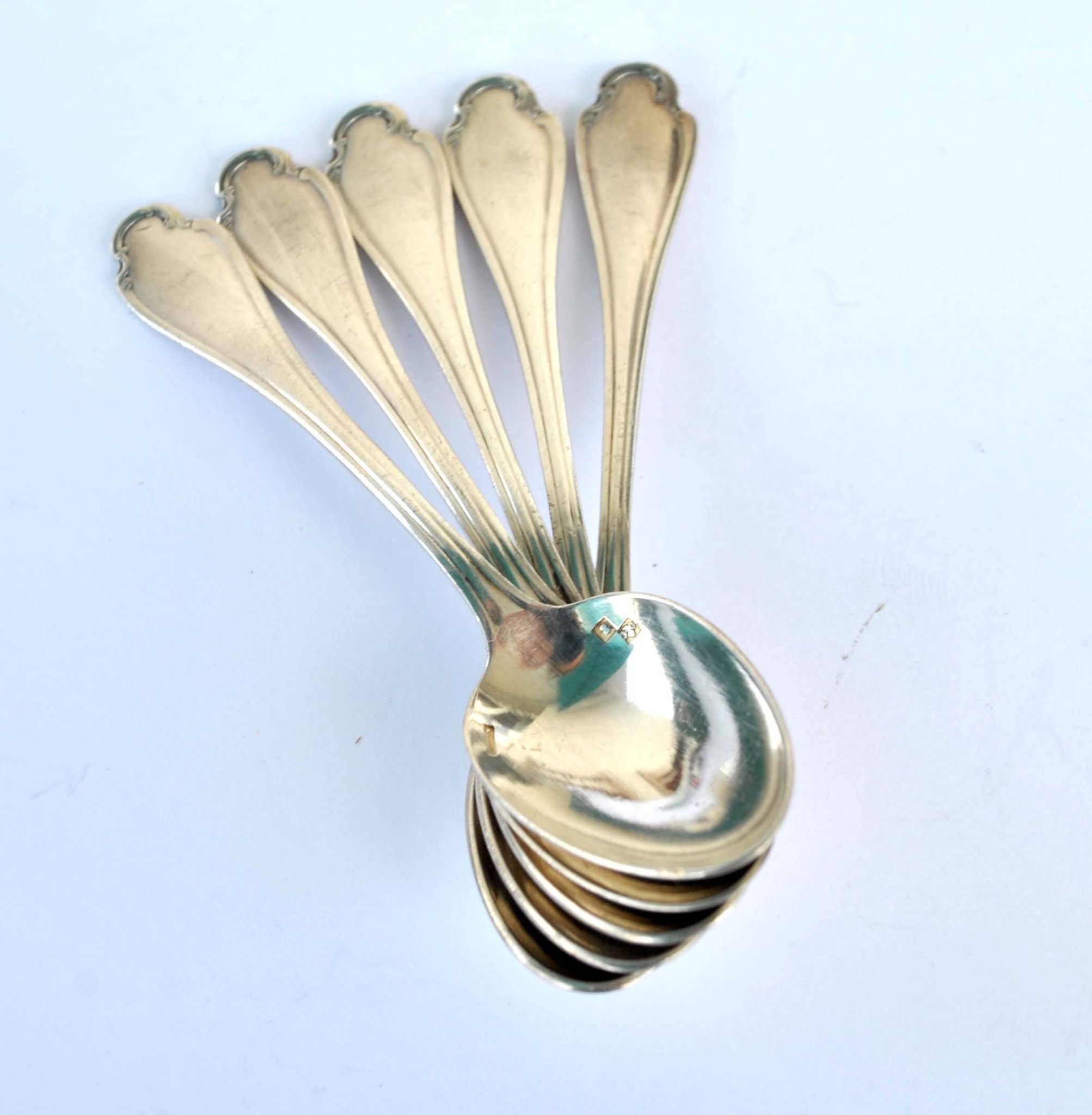 Christofle - set of 5 coffee mocha spoons model pompadour silver metal 10 cm