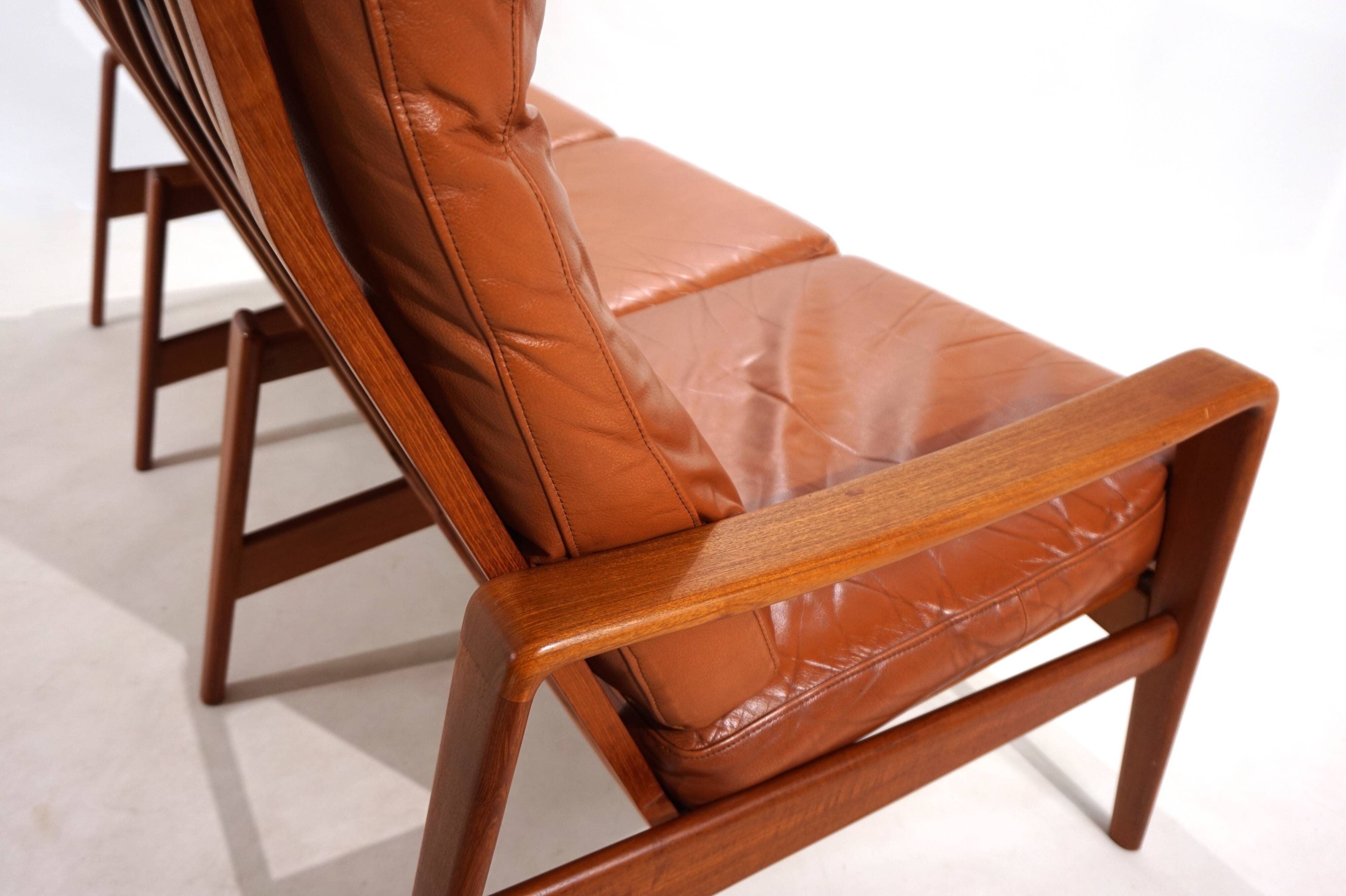 Canapé 3 places Komfort en cuir par Arne Wahl Iversen, 1960